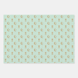  Eid or Ramadan Lanterns & Crescent Seamless  Geschenkpapier Set