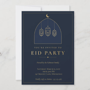 Eid-Party-Einladung Laternen Navy Gold Einladung