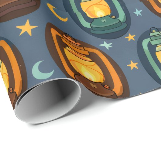 Eid & Ramadan Lanterns Seamless Pattern with Moon Geschenkpapier (Rolleneckpunkt)