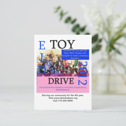 Eid Toy Drive 2012 Postkarte (Stehend Vorderseite)