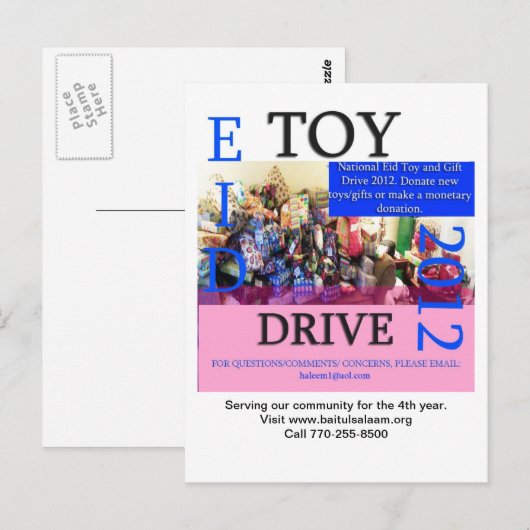 Eid Toy Drive 2012 Postkarte (Vorne/Hinten)