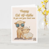 Eid ul Adha Mubarak - Funny Animals Karte (Gelbe Blume)