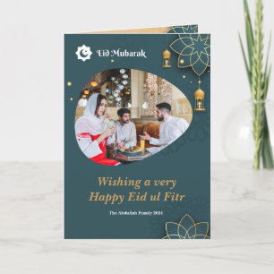 Eid ul Fitr Mubarak Family Foto Begrüßung Feiertagskarte