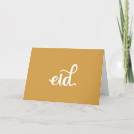 Eid Yellow White Script Muslim Holiday Gruß Karte
