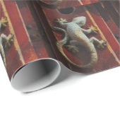 Eidechse aus abgetragenem Holz Geschenkpapier (Rolleneckpunkt)