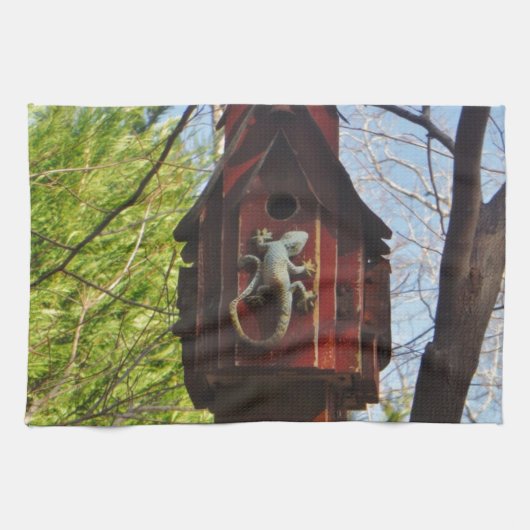 Eidechse aus abgetragenem Holz Handtuch (Horizontal)