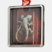 Eidechse aus abgetragenem Holz Ornament Aus Metall (Links)