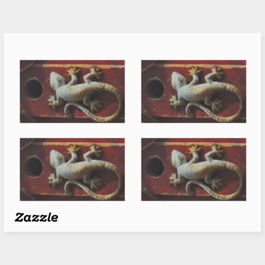 Eidechse aus abgetragenem Holz Rechteckiger Aufkleber (Blatt)