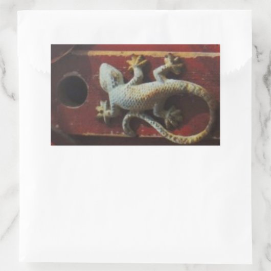 Eidechse aus abgetragenem Holz Rechteckiger Aufkleber (Tasche)