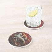 Eidechse aus abgetragenem Holz Sandstein Untersetzer (Seite)