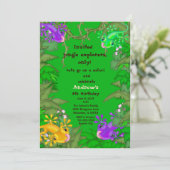 Eidechsen-Dschungel-Geburtstags-Einladung Einladung (Stehend Vorderseite)