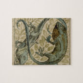 Eidechsen, Entwurf für eine Fliese (w/c auf Puzzle (Horizontal)