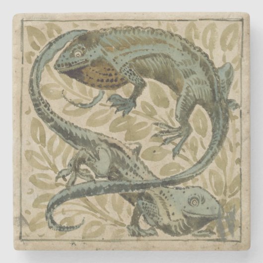 Eidechsen, Entwurf für eine Fliese (w/c auf Steinuntersetzer (Vorderseite)