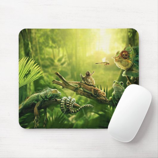 Eidechsen-Frosch-Dschungel-Reptil-Landschaft Mousepad (Mit Mouse)