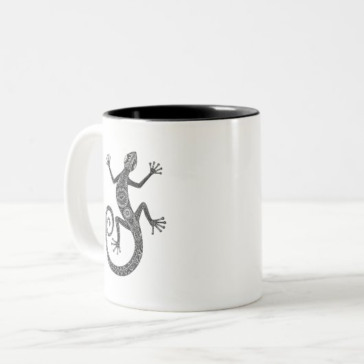 Eidechsen-oder Salamander-Gekritzel Zweifarbige Tasse (Vorderseite Links)