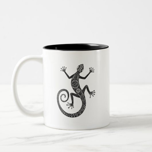 Eidechsen-oder Salamander-Gekritzel Zweifarbige Tasse (Links)