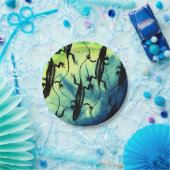 Eidechsen Schwarz-grüner Reptiliengrund Pappteller (Party)