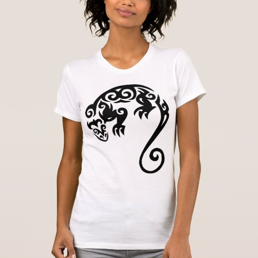 EIDECHSEN-STAMMES- SCHWARZES T-SHIRT (Vorderseite)