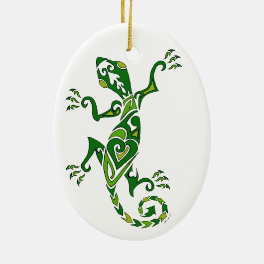 Eidechsen-Tätowierung Keramikornament (Hinten)