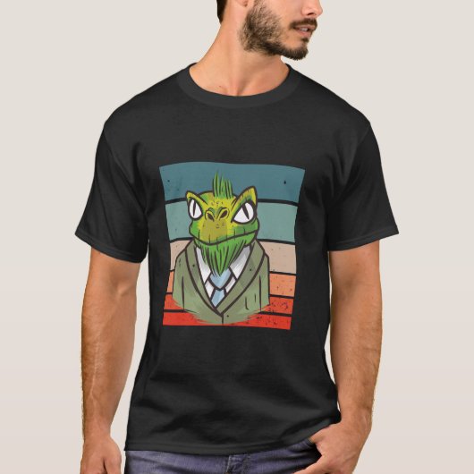 Eidechsenanzug formell Cartoon Retro, erdige Töne  T-Shirt (Vorderseite)