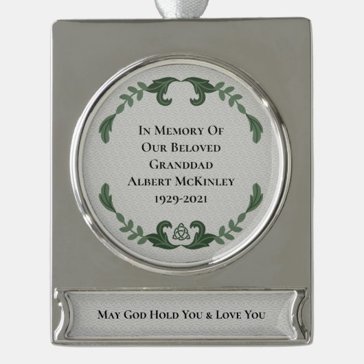 EIegant Irish in Love Memory Banner-Ornament Silber (Vorderseite)