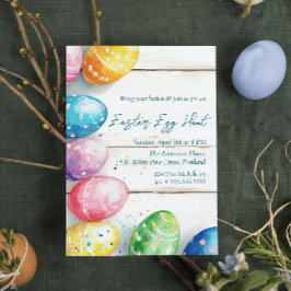 Eier auf Holzfußböden Ostereier Jagd Einladung