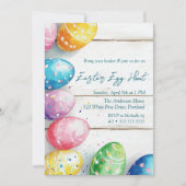 Eier auf Holzfußböden Ostereier Jagd Einladung (Vorderseite)