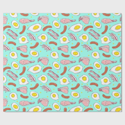 Eier Bacon Sausages Frühstücksbuffet Muster Geschenkpapier (Flach)