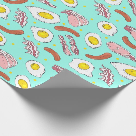 Eier Bacon Sausages Frühstücksbuffet Muster Geschenkpapier (Ecke)