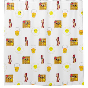 Eier, Bacon und Waffeln Funny Food Cartoon Duschvorhang
