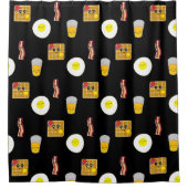 Eier, Bacon und Waffeln Funny Food Cartoon Duschvorhang (Vorderseite)