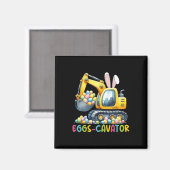 Eier-Bagger-Osterhase-Bagger-Kleinkind-Jungen E Magnet (Vorderseite/Rückseite)
