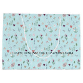 Eier Bunny Wildblumen Personalisiert Blue Oaster Große Geschenktüte (Rückseite)