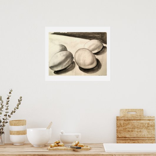 Eier, ein Stillleben in Kohle Poster (Küche)