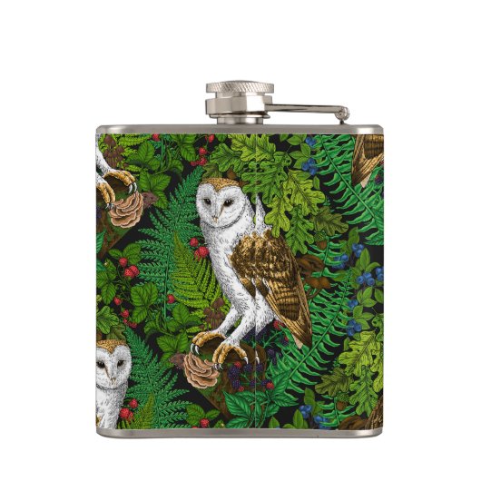 Eier, Farne, Eichen und Beeren Flachmann (Rückseite)