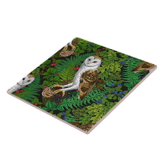 Eier, Farne, Eichen und Beeren Fliese (Seite)