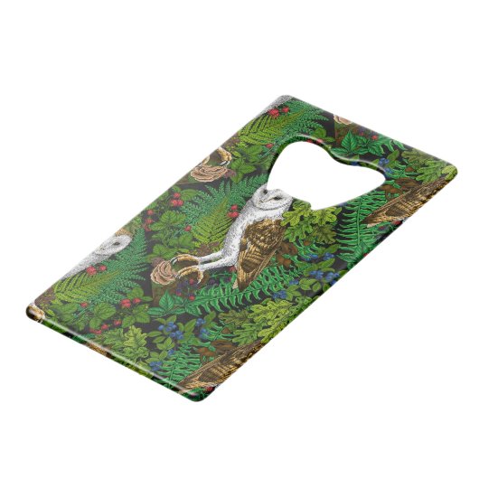 Eier, Farne, Eichen und Beeren Geldbeutel Flaschenöffner (Rückseite Schrägansicht)