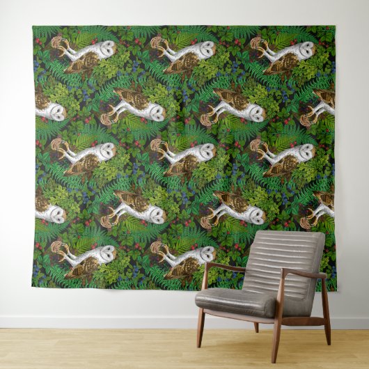 Eier, Farne, Eichen und Beeren Wandteppich (Beispiel (Horizontal))