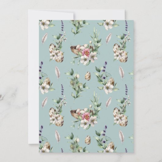 Eier & Feathers Blue Nesting Party Baby Dusche Einladung (Rückseite)