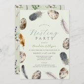 Eier & Feathers Green Nesting Party Baby Dusche Einladung (Vorne/Hinten)