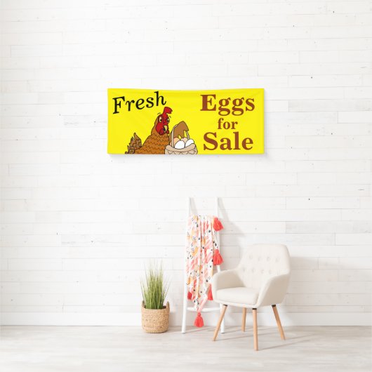 Eier für Verkaufs-Fahnen-Cartoon-Huhn Ihr Text Banner (Insitu)