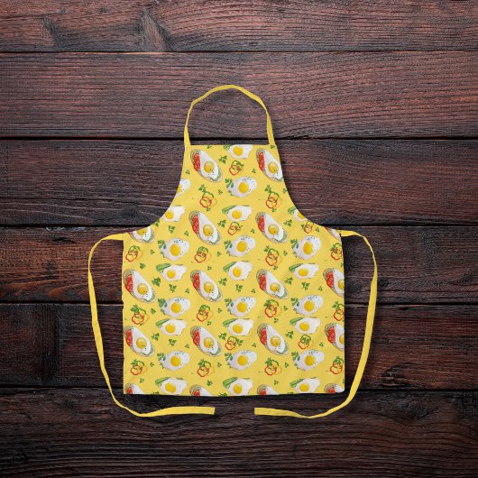 Eier, gebraten, gelb, mit Glockengelb Paprikaschot Schürze