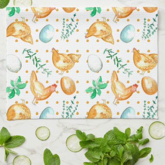 Eier Hühner Hühnerkraut Geschirrtuch (Gefaltet)