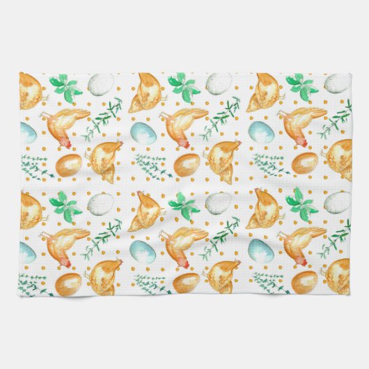 Eier Hühner Hühnerkraut Geschirrtuch (Horizontal)