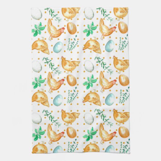 Eier Hühner Hühnerkraut Geschirrtuch (Vertikal)