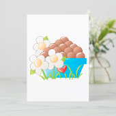 Eier in Blue Bowl mit Blume und Herz Einladung