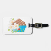 Eier in Blue Bowl mit Blume und Herz Gepäckanhänger (Vorderseite horizontal)