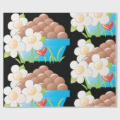 Eier in Blue Bowl mit Blume und Herz Geschenkpapier (Flach)