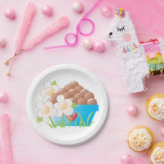 Eier in Blue Bowl mit Blume und Herz Pappteller (Party)