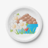 Eier in Blue Bowl mit Blume und Herz Pappteller (Vorderseite)